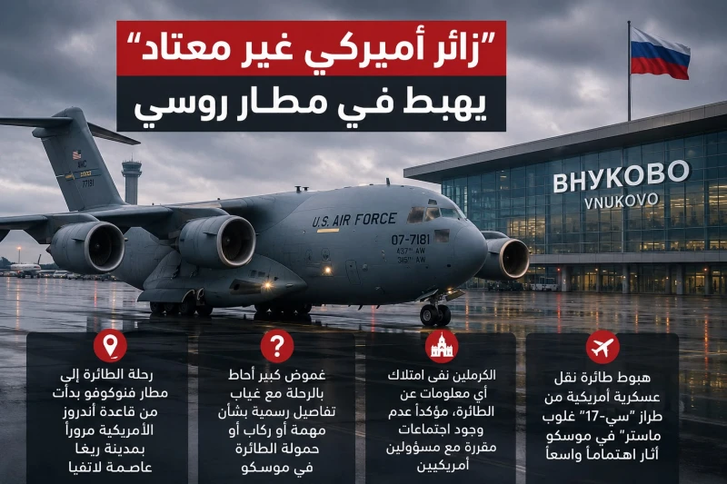 طائرة عسكرية أميركية تهبط في موسكو .. والكرملين: لا نعرف سبب وصولها!