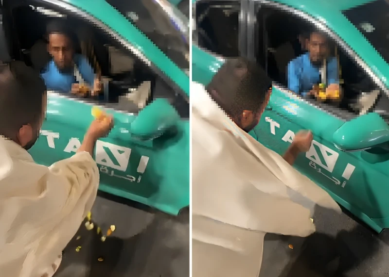 بالفيديو.. ردة فعل معتمر تجاه راكب آسيوي ألقى بقايا البرتقال على الأرض في مكة
